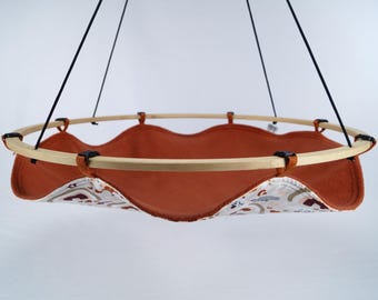 Ferret swing Cover Ø 60cm | Cotton fabric Rainbows | Fleece Terracotta | Swing for ferrets | Ferret swing | Ferret hammock