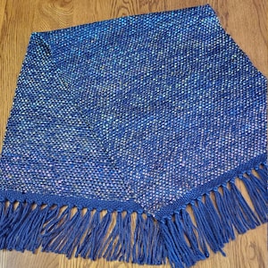 Woven table runner, handwoven table mat in navy blue and multi-color flecks, dresser scarf, handmade piano runner
