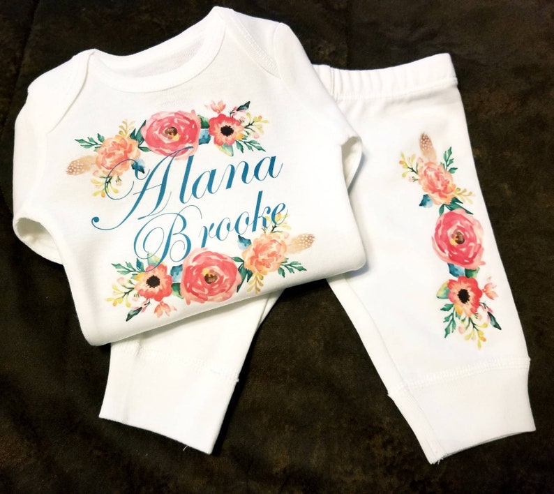 Super Adorable And Makes A Great Gift Or Coming Home Outfit Floral Baby Girl 2 Piece Bodysuit Pant Set
