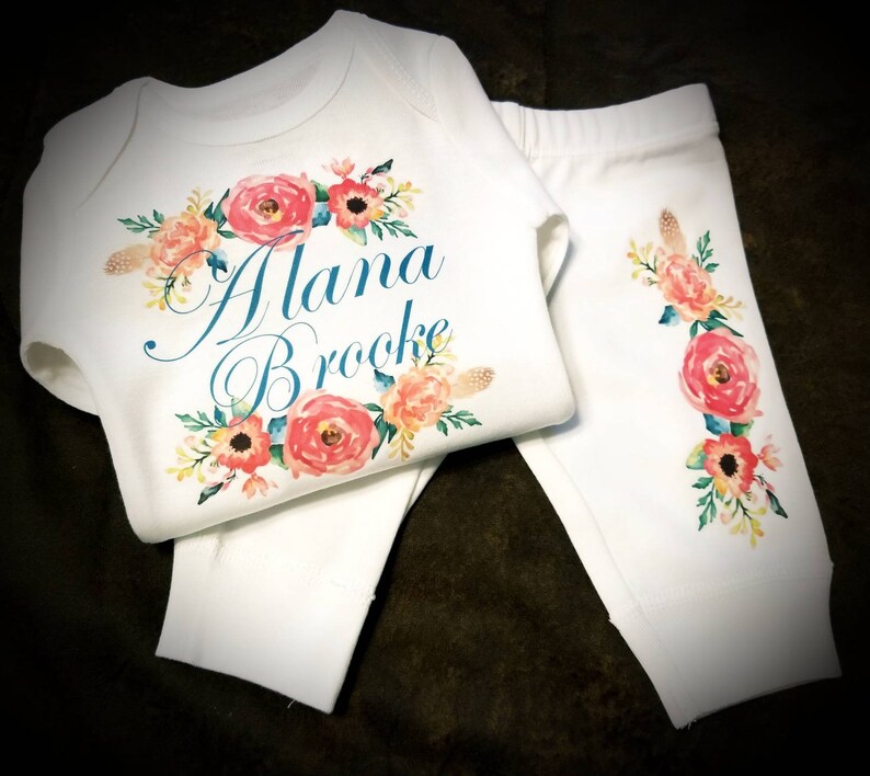 Super Adorable And Makes A Great Gift Or Coming Home Outfit Floral Baby Girl 2 Piece Bodysuit Pant Set