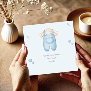Tarjeta personalizada para bebé musulmán recién nacido, felicitación por bebé recién nacido, tarjeta islámica para bebé recién nacido, regalo para bebé recién nacido, tarjeta para bebé musulmán