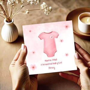 Personalisierte muslimische neue Babymädchen-Karte, neue Babymädchen-Karte, neues Babygeschenk, islamische Babykarte