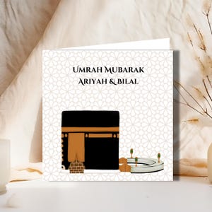 Cartão personalizado Umrah Mubarak, cartão de felicitações Umrah, cartão-presente Umrah Mubarak