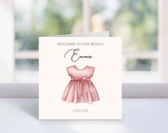 Personalised New Baby Girl Card, Congratulations Card, New Baby Gift