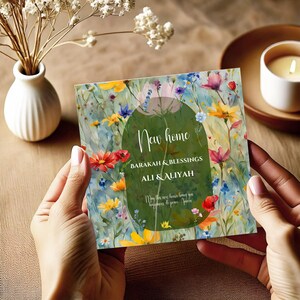 Gepersonaliseerde Mubarak New Home Card, moslim nieuwjaarskaart, aangepaste felicitatiekaart, islamitische cadeaukaart nieuw huis