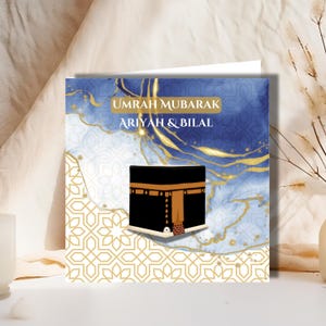 Cartão personalizado Umrah Mubarak, cartão de felicitações Umrah, cartão-presente Umrah Mubarak