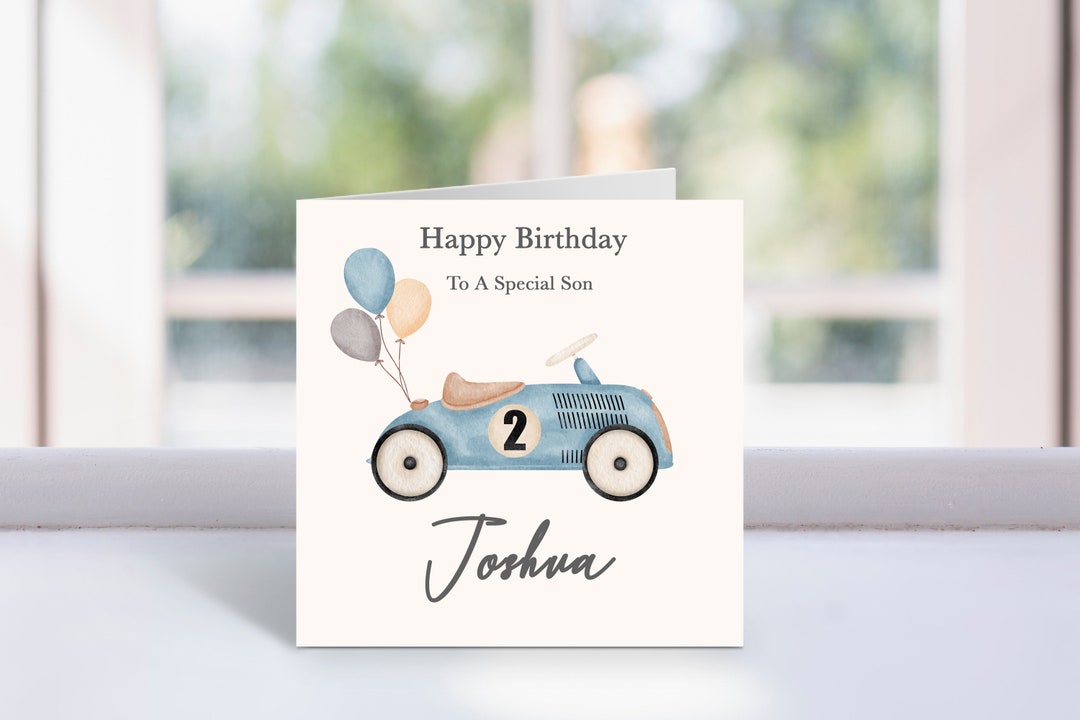 Personalisierte Karte zum 2. Geburtstag, Geburtstagskarte für Sohn