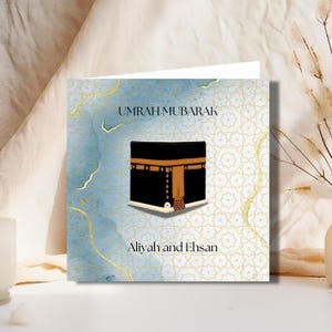 Cartão personalizado Umrah Mubarak, cartão de felicitações Umrah, cartão-presente Umrah Mubarak