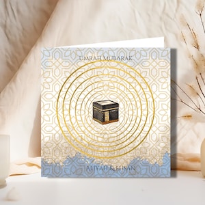 Cartão personalizado Umrah Mubarak, cartão de felicitações Umrah, cartão-presente Umrah Mubarak