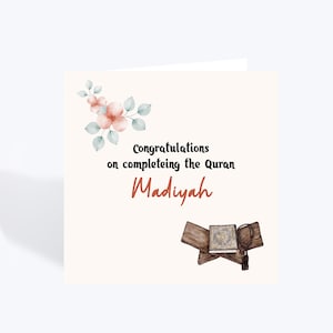Gepersonaliseerde voltooiing van korankaart, voltooide korankaart, Mubarak-kaart, islamitische Mubarak-kaart