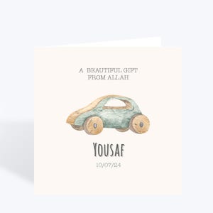 Gepersonaliseerde kaart moslim nieuwe babyjongen, cadeau van Allah, islamitische nieuwe kaart meisje baby, cadeau nieuwe baby, kaart moslim baby
