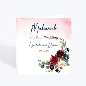 Cartão de casamento islâmico personalizado, cartão de casamento muçulmano Mubarak