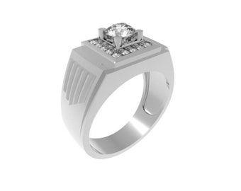 May include: A silver ring with a square setting and a large, clear center stone surrounded by smaller stones.