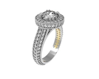 STL 3D model of Diamond Engagement Ring,Jewelry CAD file for 3D printing,3D Jewelry file, Stl File 3D Printing,3D Model Stl,Digital File