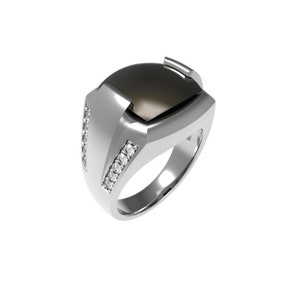 STL 3D model van mannen diamond signet ring, sieraden CAD-bestand voor 3D-printen, 3D-sieraden bestand, Stl-bestand 3D-afdrukken, 3D-model Stl, digitaal bestand