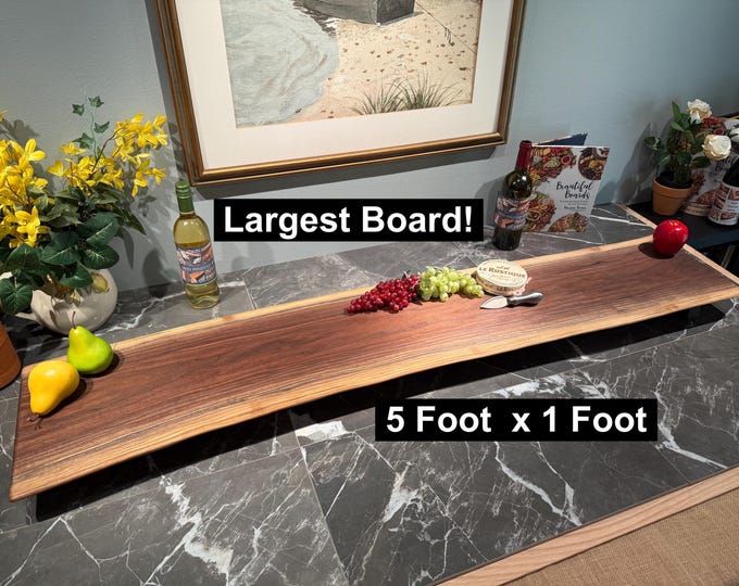 Large Live Edge Riser Live-edge Black Walnut Charcuterie Board: 5-foot Serving Tray Table ...