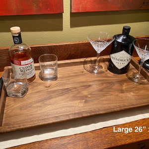 SOLID BLACK WALNUT Ottoman Tray with Handles, Serving Tray, Catch All Tray, Jewelry Tray, Breakfast Tray, Tea Tray - 4 Sizes Available