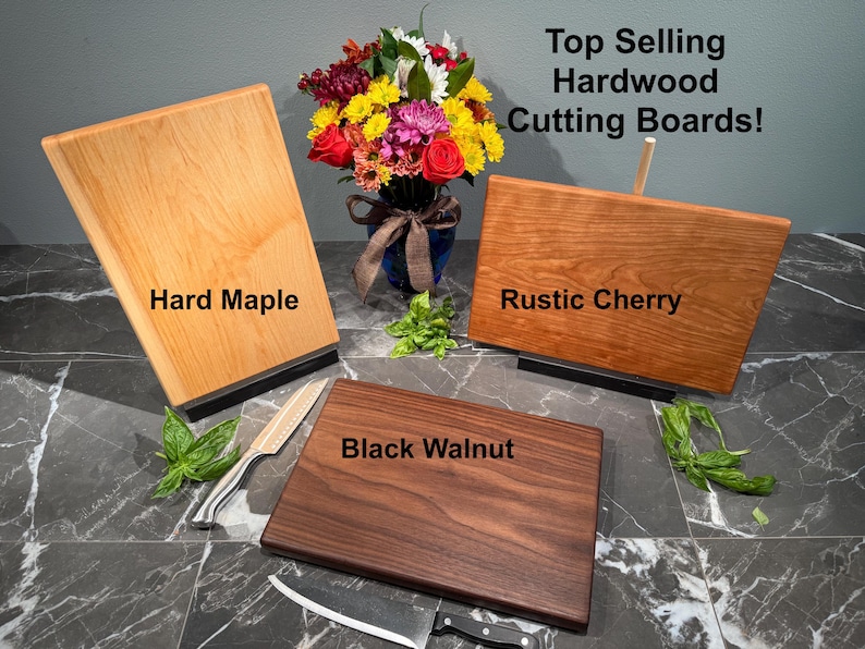 Solid One-Piece Hardwood Cutting Boards; Walnut, Cherry or Maple (Available in Multiple Sizes) image 1