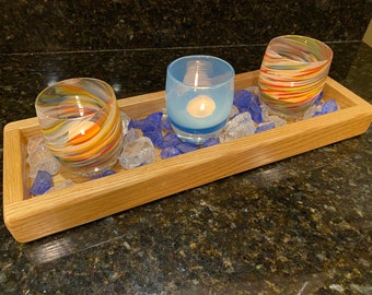 OAK Mantel Tray, Centerpiece, Glassybaby Candle Tray, Seasonal Display Tray, Votive Candle Tray - 4 Sizes Available