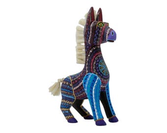 Hand Carved Donkey Wood Sculpture – Mexican Folk Art Decor