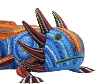 Axolotl Alebrije – Hand-painted Wooden Mexican Folk Art Sculpture