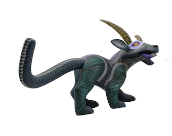 Hand Carved Chivo-Jaguar Alebrije – Mexican Folk Art Wood Sculpture, Hand Painted in Oaxaca