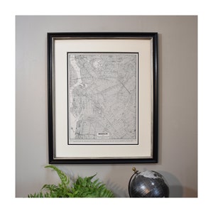 Carte encadrée de la ville de New York, carte vintage de Brooklyn, NY, des années 1940 - Carte authentique - Cadeau de la Saint-Valentin