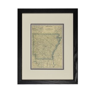 carte vintage, ancienne carte de l'Arkansas, carte encadrée, décoration murale rustique, carte réelle des années 1920