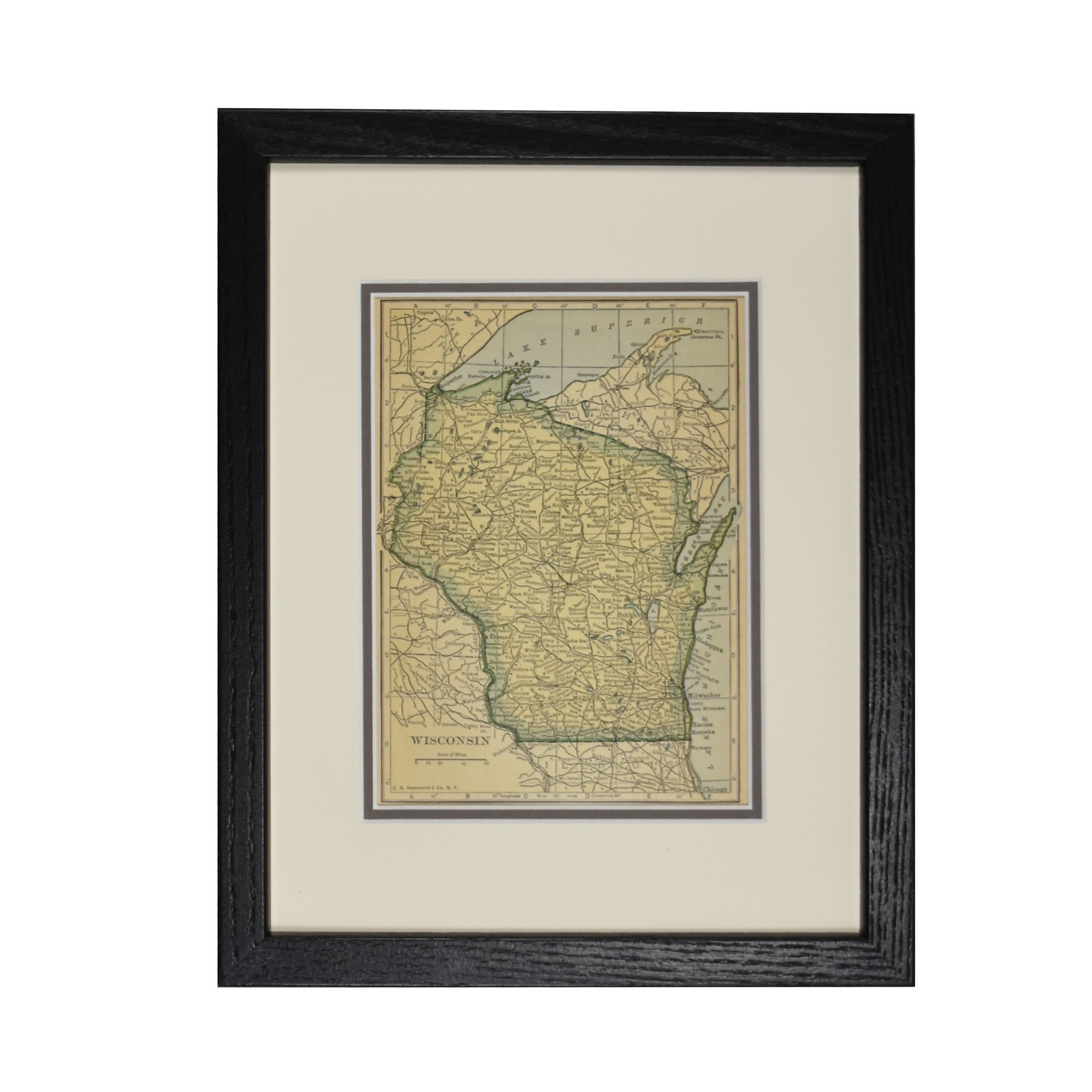 Wisconsin Framed Map Original Vintage Wisconsin State Etsy Nederland