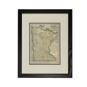Carte du Minnesota, Carte originale vintage du Minnesota, années 1920, carte vintage, décor mural rustique