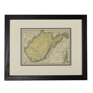 Carte de la Virginie-Occidentale, Carte originale vintage de l’État de Virginie-Occidentale, Carte vintage, Décor mural rustique, Carte authentique des années 1920