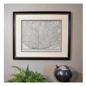 Carte de la ville de Saint-Louis encadrée, vintage St. Louis, carte MO, originale des années 1940 - Carte authentique - décor mural vintage
