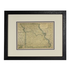 Carte du Missouri, Carte originale vintage du Missouri, années 1920, Ancienne carte MO, Décor mural rustique