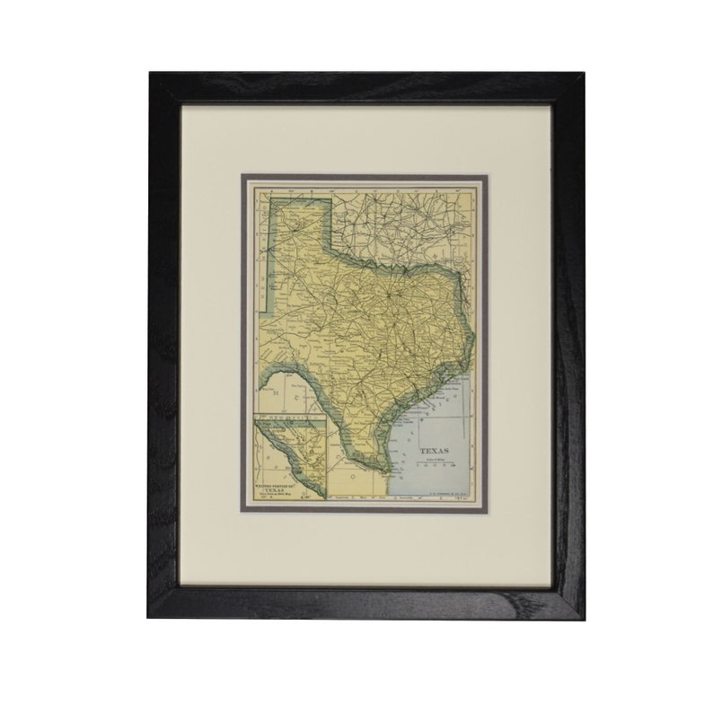 Vintage Texas Map Texas Map Original Framed Rustic Wall Etsy