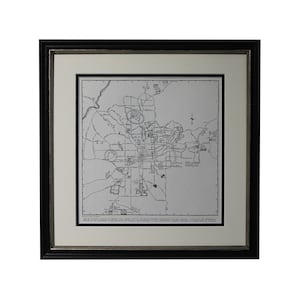 Carte encadrée d’Atlanta, carte vintage d’Atlanta, Géorgie, originale des années 1940 - Carte authentique-décor mural vintage