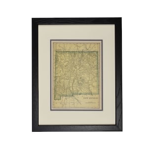 Carte du Nouveau-Mexique, carte encadrée originale vintage du Nouveau-Mexique, cadeau pour homme, cadeau de la Saint-Valentin - carte authentique des années 1920