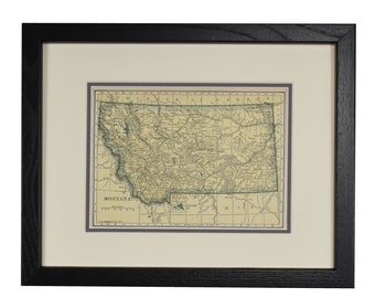 Montana Map, Original Vintage Framed Montana Map, Custom MT Map, Father’s Day Gift-Authentic Map