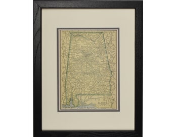 Alabama Map, Old Alabama State Framed Map, Original Vintage AL Map, Personalized Map, Dad Gift, Map for Dad