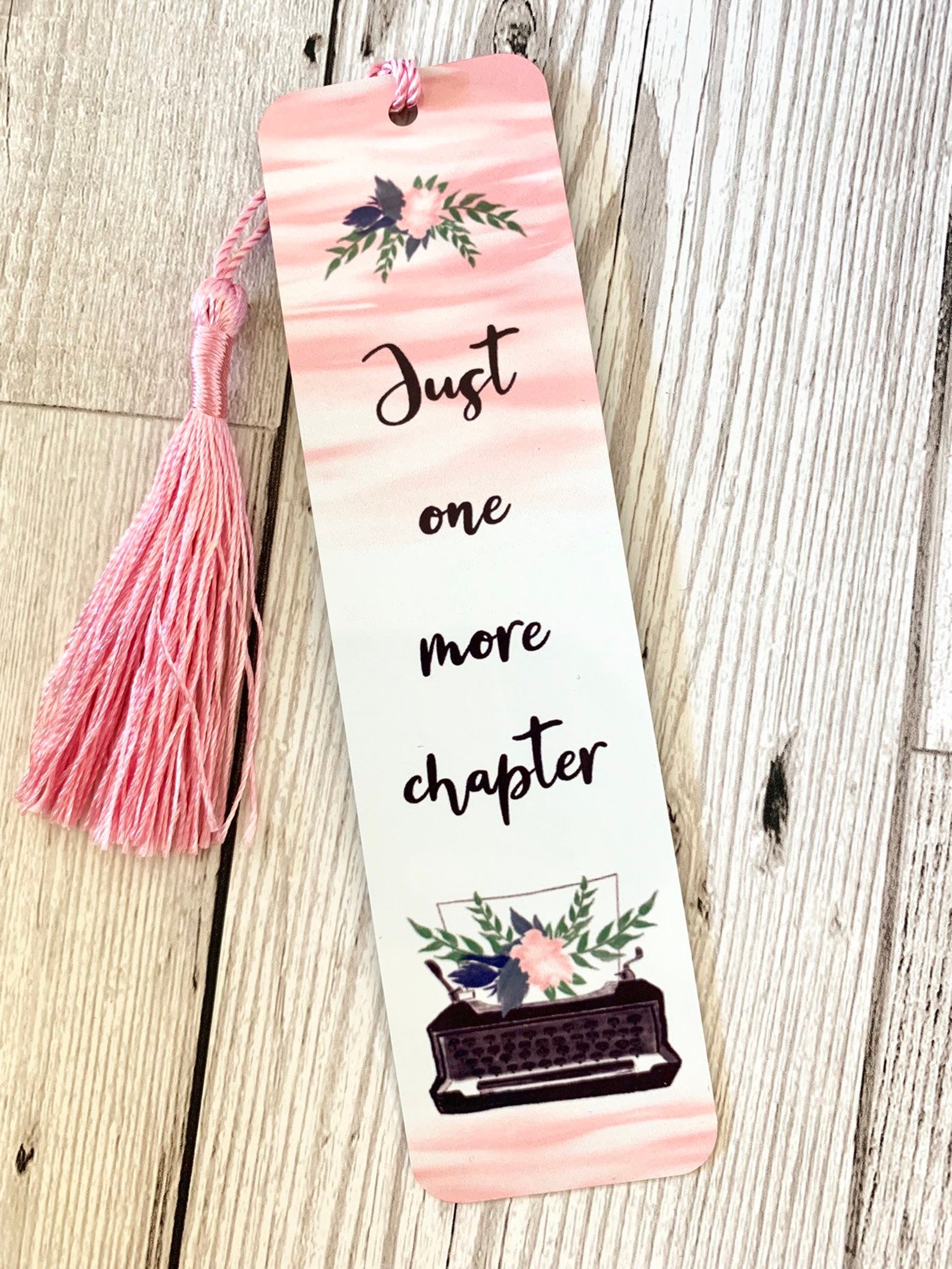 Illustrated 'just One More Chapter' Metal Bookmark Etsy