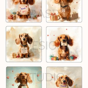 Bearbeitbare Dackel Geschenkanhänger & Dankeskarten, niedliche Dackel Pintable's, Sofortiger Download PDF, Hundeliebhaber Briefpapier, Hundegeschenkanhänger