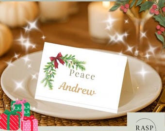 Christmas Place Cards Printable – Editable Canva Template (PDF)