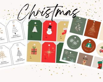 Christmas Gift Tags. Three individual designs. Digital download print up again and again