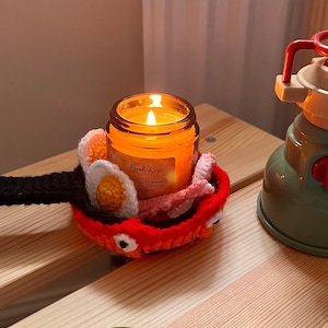 Calcifer Crochet Pattern, Candle Holder/Ring Tray Crochet, Howl&#39;s Moving Castle, DIY Crochet Tutorial Pattern, All Day Breakfast Amigurumi