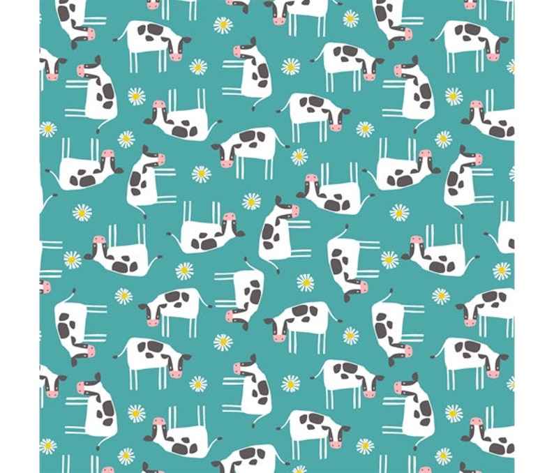 Animal Childrens Fabric Cows Farm Animal Fabric Cotton Dressmaking