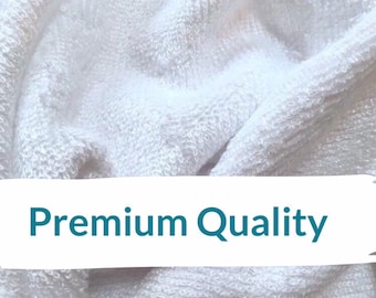 Organic Bamboo Terry/Towelling Fabric | White | Fabric for baby | Reusable Wipes | Nappies | Make up wipes | Ecofriendly | For bibs |