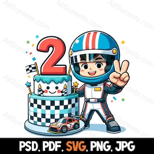 2 Jahre alte Geburtstagsparty svg png pdf psd jpg Dateitypen Checkered Flagge Kuchen Home Werbung oder Print on Demand Verwenden Sie Clipart
