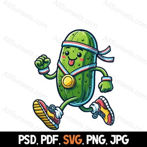 Pickle Jogging svg png pdf psd jpg File Types Food Pickle Festivals 5k 10k Half Marathon Medal Running Walking Commercial Use Clipart