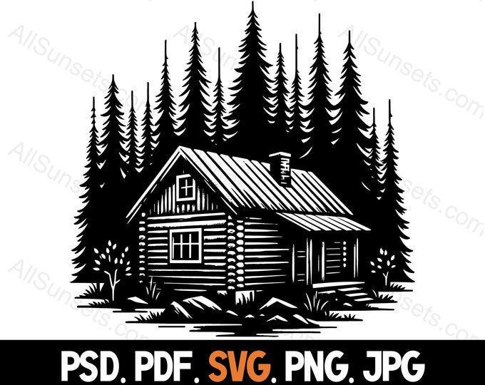 Log Cabin in the Woods SVG Digital File Download - Etsy Canada