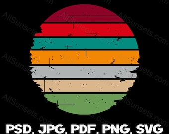 Jagged Edges Christmas Vintage Sunset PNG Clipart Orange Yellow Green Commercial Use Print on Demand Graphics
