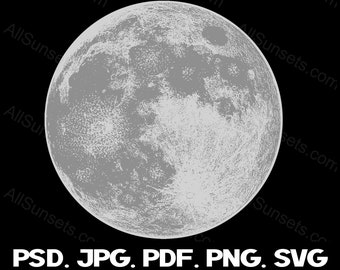 Voller grauer Mond svg png jpg pdf psd Dateitypen Himmelskörper Herbst Mond Satelliten Kreis Kommerzielle Nutzung Print on Demand Clipart